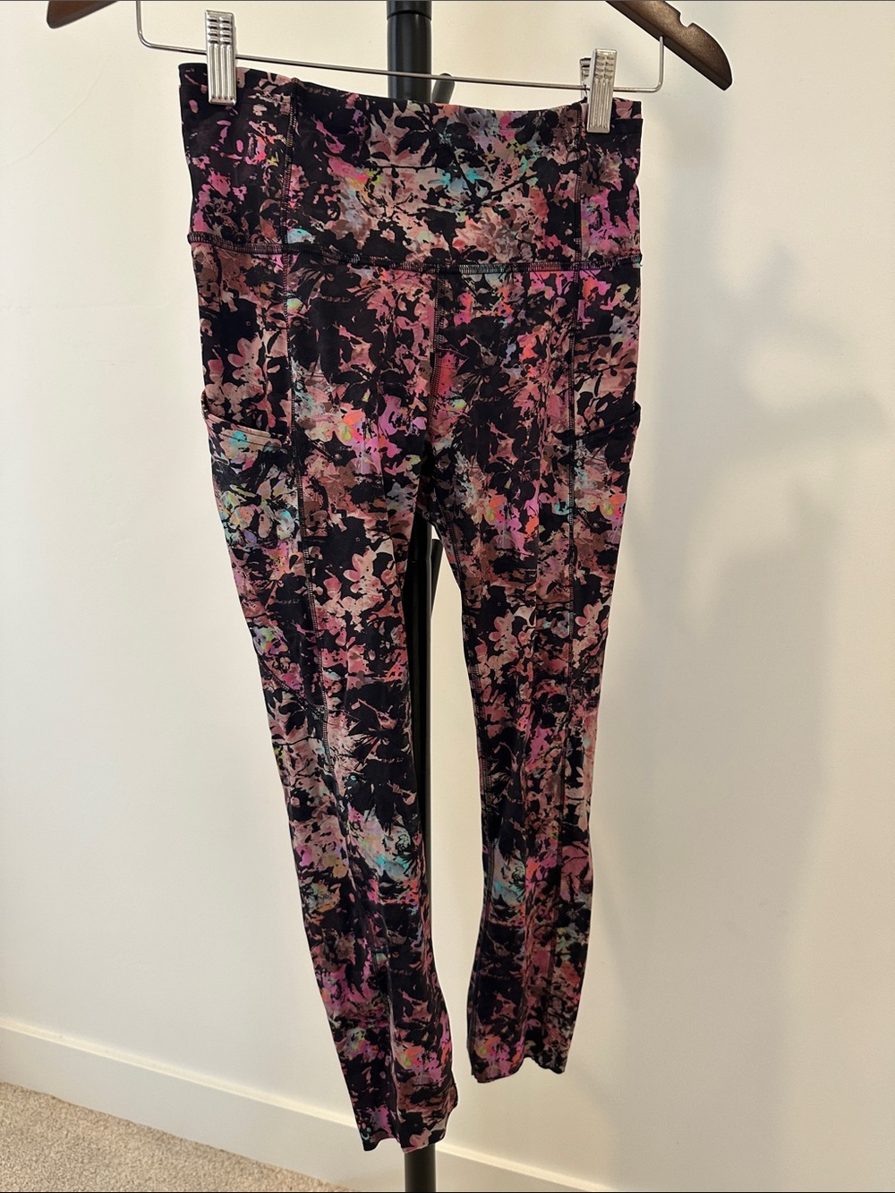 lululemon athletica Black Floral Splash Leggings